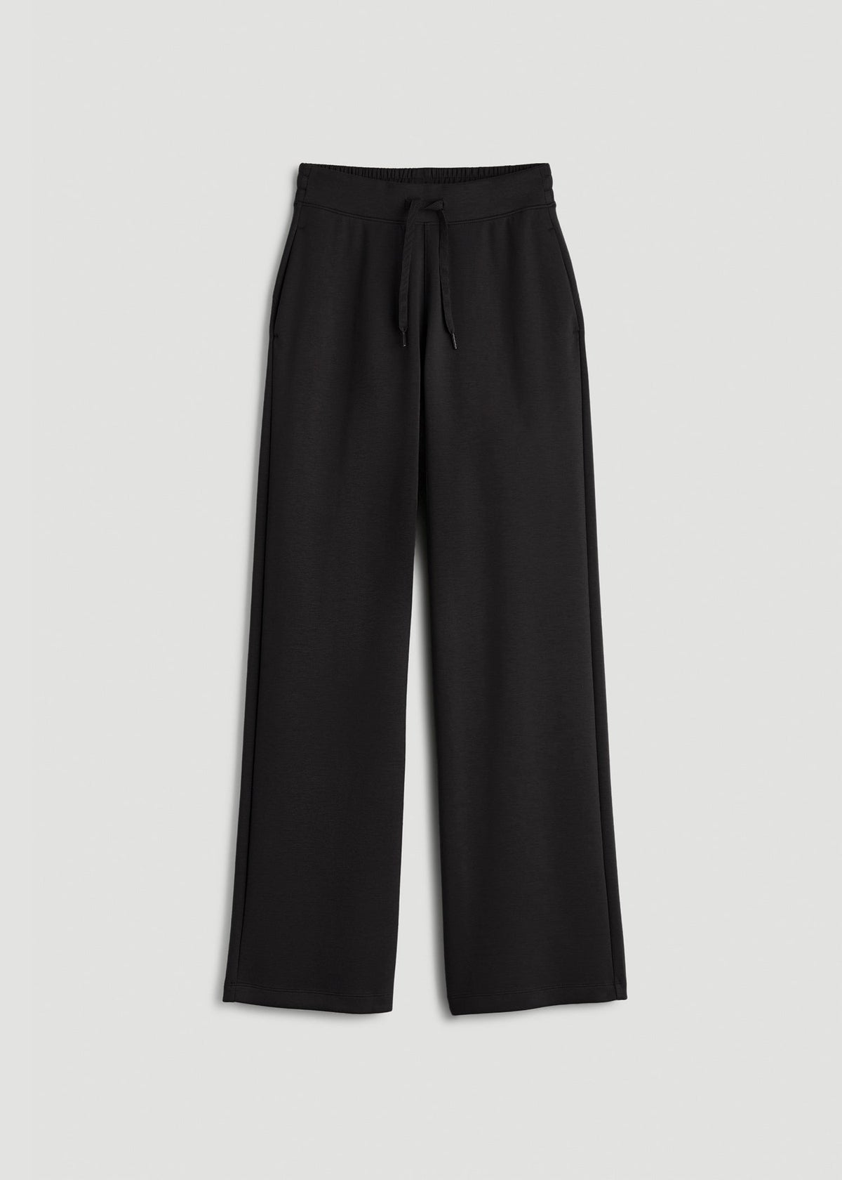 Pull-On Tie Waist Wide Leg Pants for Tall Women in Black